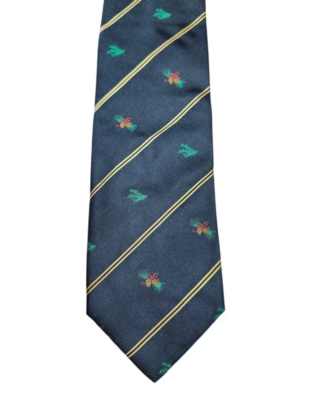 Burberry London 100% Silk Navy Striped Pinecone Motif Men’s Tie Made Italy